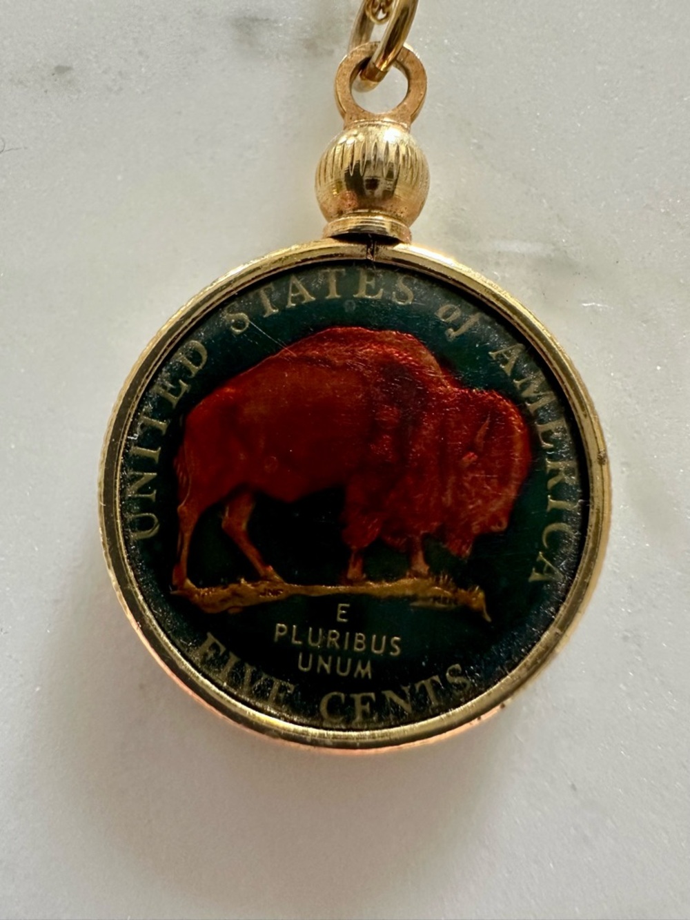 Vintage Gold Buffalo Nickel Pendant Necklace